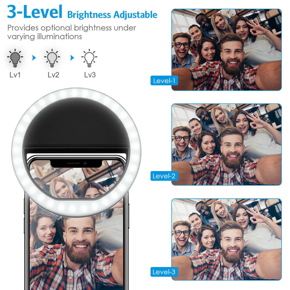 USB Rechargeable LED Selfie Ri - Photography Lighting Description 评论和价格
